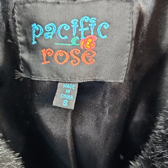 Pacific Rose Black Faux Fur Party Jacket – Size S - Channel old Hollywood Glam - Picture 3 of 13